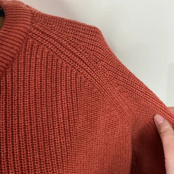 Paul James cotton ribbed v-neck sweater in rust hue size S - Image 12