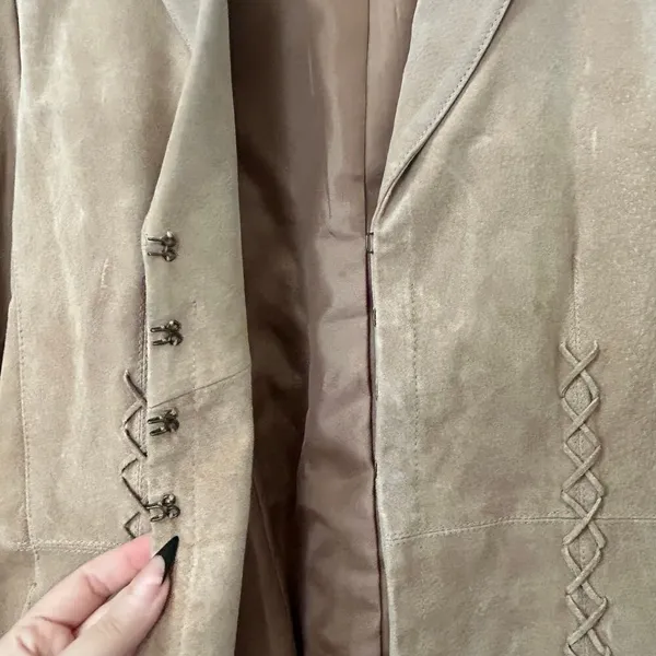Nine West Vintage Genuine Suede Leather Jacket L - Image 4