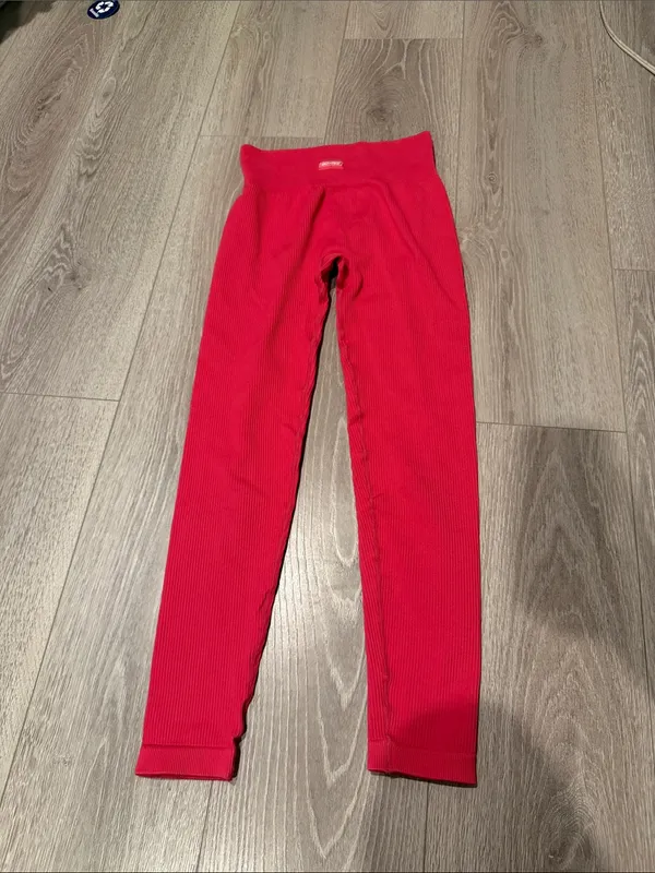 Bo+Tee Strong Ribbed Butt Lifting Leggings Size Small - Hot Pink - Image 5
