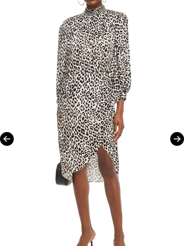 Alice + Olivia Jerilyn Shirred Leopard-Print Cupro-Blend Jacquard Dress - Image 4
