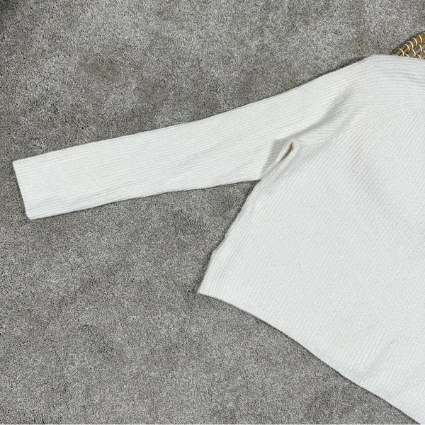 Athleta Cashmere Blend Felicity Cozy V-Neck Sweater Longsleeve Magnolia White XS - Image 9