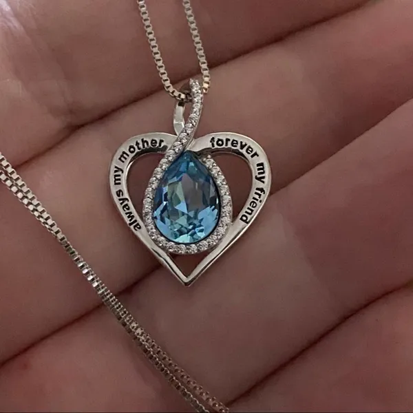 “Always My Mother Forever My Friend” Sterling Silver CZ Infinity Necklace - Image 4