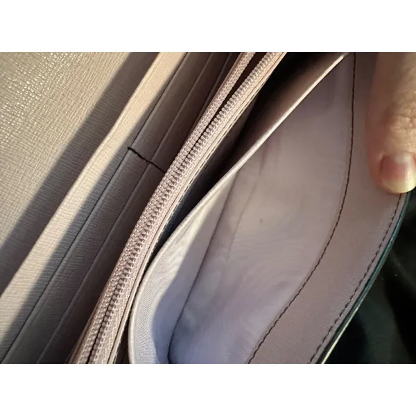 Furla Gray Textured Leather Continental Wallet Card Holder Clutch‎ Italy - Image 8