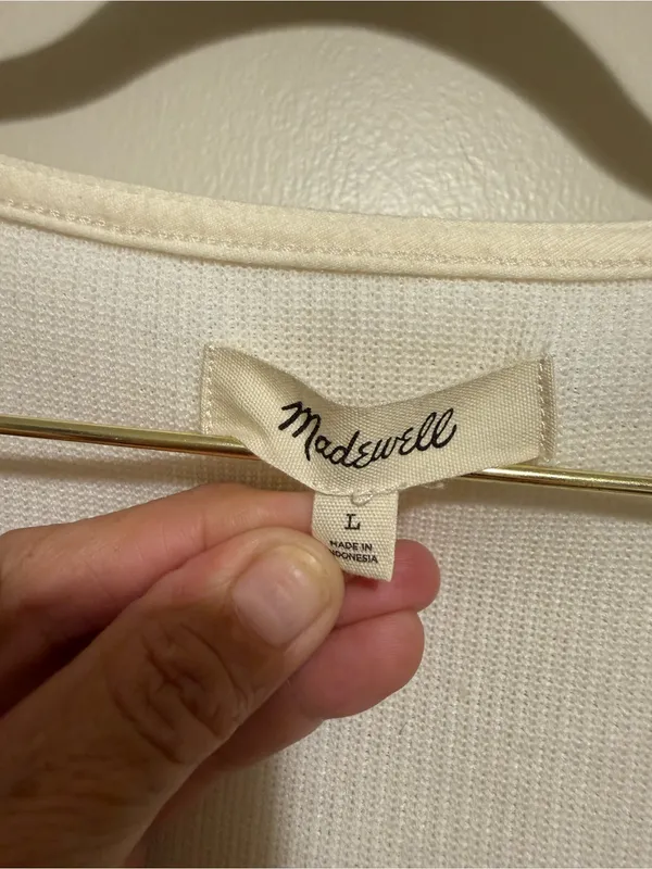 Madewell Melwood Square-Neck Ivory Pullover Sweater Size L - Image 3