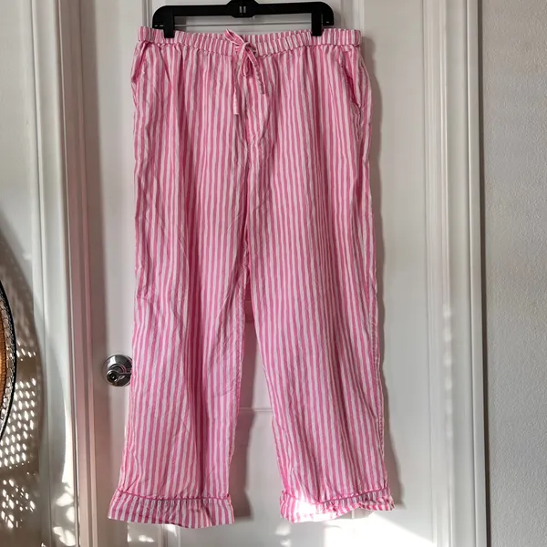 Bon‎ Artis Pink Striped Cat Embroidery Pajama Set 100% Cotton Women’s Size 1 - Image 5