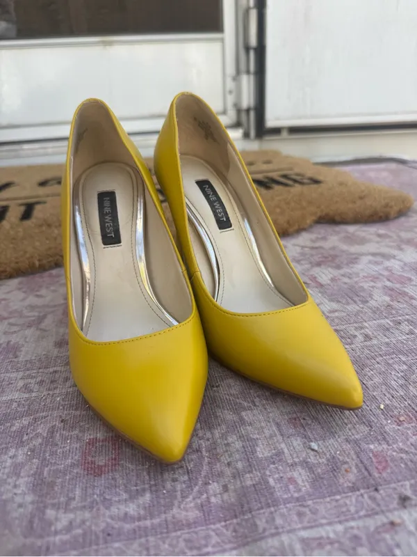 Nine West Bright Yellow Pointed-Toe Pumps - Image 2