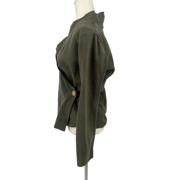 AVATAR CLOTHING Nepal Green‎ Wrap Fleece Top Sweater Wooden Button Size Medium - Image 4