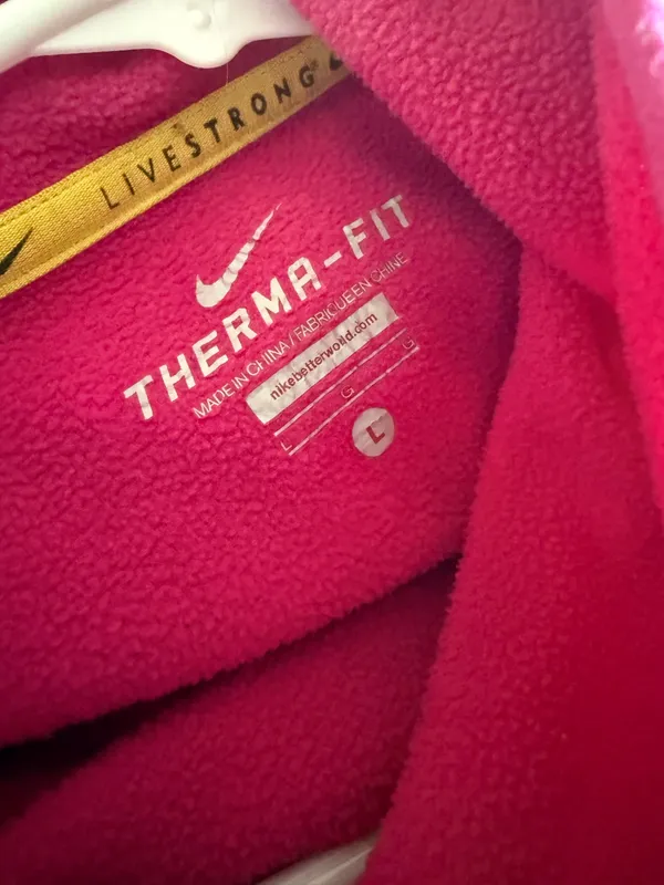Nike LIVESTRONG Therma-FIT Pink Hoodie Women’s Large L Fleece Athletic Sweatshirt - Image 5