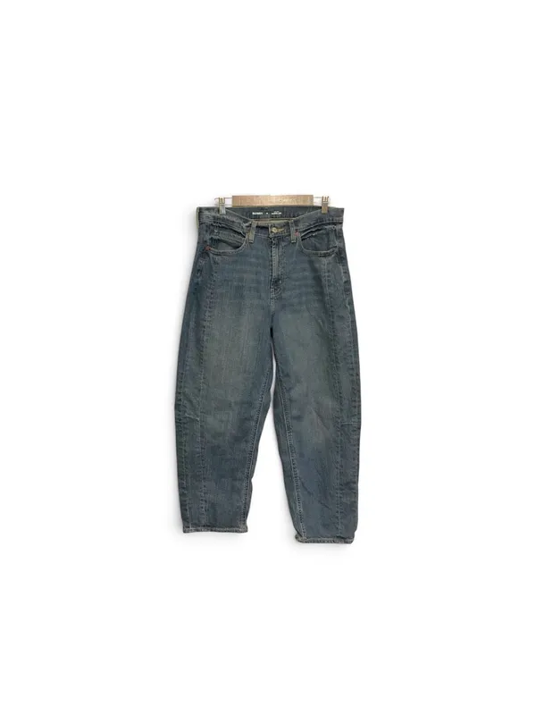 Old Navy Mid-Rise Cropped Blue‎ Barrel Leg Jeans - Image 2