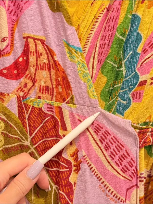 Farm Rio Beaks & Bananas Maxi Wrap Dress Tropical Vacation Midi Size M - Image 6