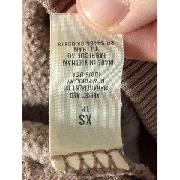 Aerie Womens XS Mock Neck Oversized Sweatshirt Mauve Brown Fleece Pullover‎ - Image 4