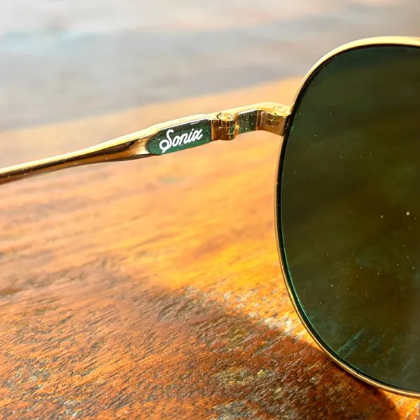 LODI Aviator Sunglasses‎ Gold Tone Green Lens Tortoise Temple 5000770040 - Image 3