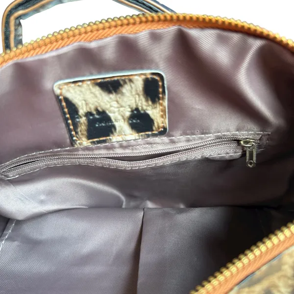 Leopard Print Backpack with Additional‎ Strap Black - Image 9