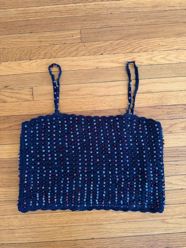 Doen Odina Navy Beaded Knit Crochet Camisole NWT sz XS - Image 6