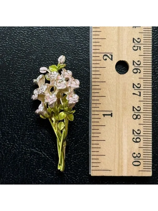 Floral Rose Bouquet Brooch Pink and Green New - Image 5