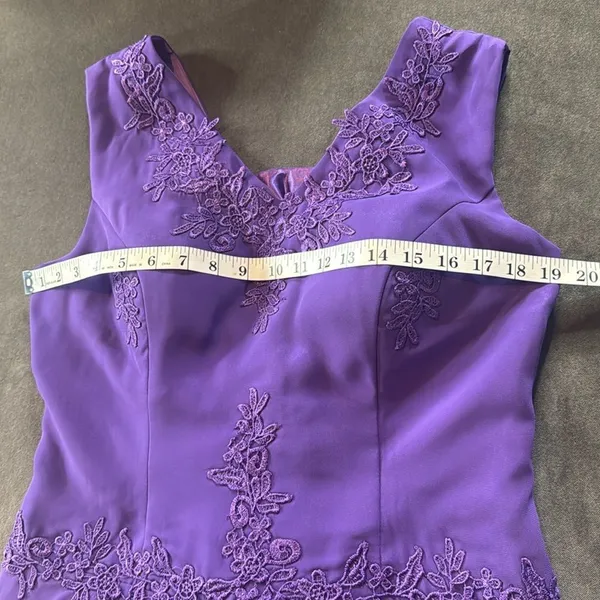 Purple Chiffon Formal Dress Floral Detail Corset Back Matching Jacket Size 12 - Image 12