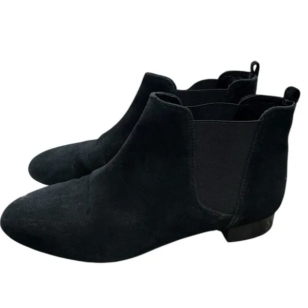 J. Crew Women's 9 Black Suede Chelsea Boots Pull On Ankle Booties Minimalist - Image 2