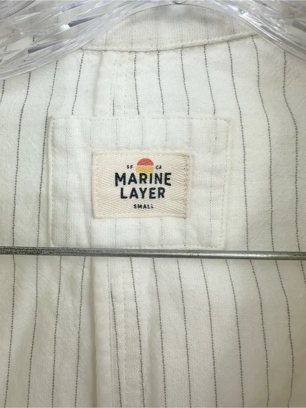 Marine Layer Women's Huntington Double Cloth Blazer Ivory Pinkstriped Size Small - Image 5