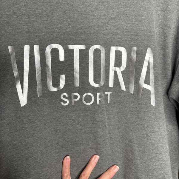 Victoria Sport Sweatshirt Cropped Pullover Long Sleeve Top‎ Gray Size M - Image 3