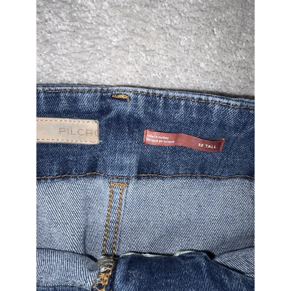pilcro the skipper jeans 32 tall raw hem‎ Wide Leg Crop Jeans Denim (33x31) - Image 4