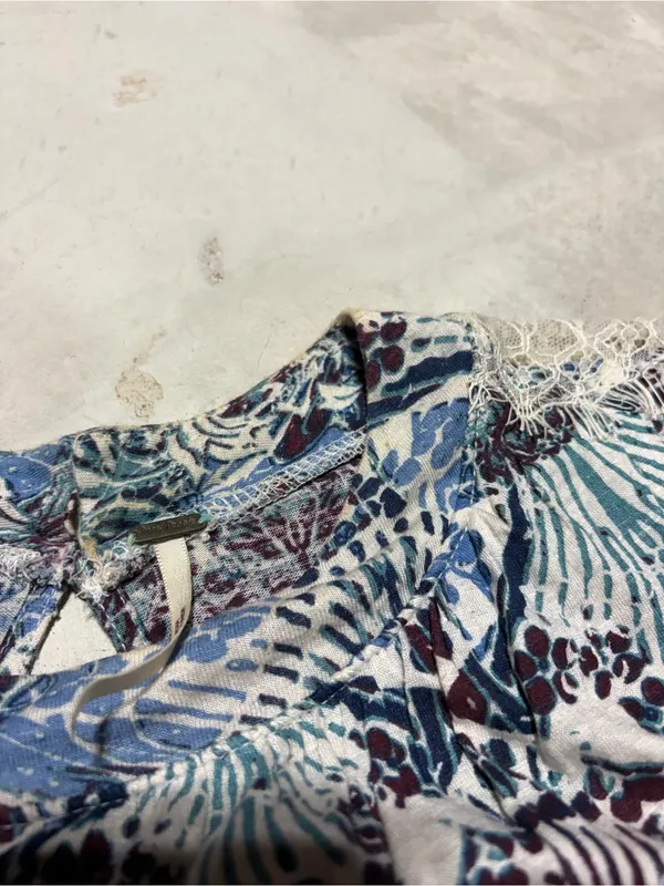 Free people Blue pattern Printed Long Sleeve Top medium - Image 8