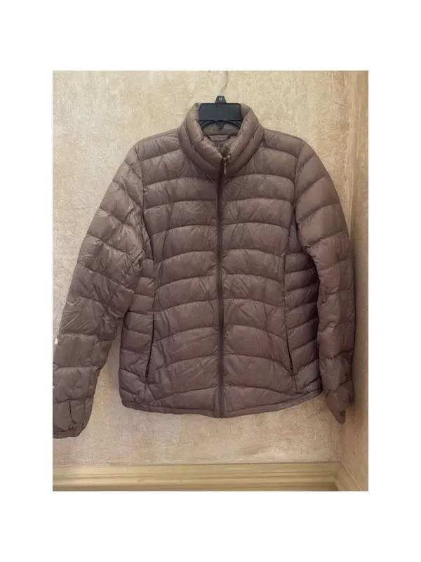 Uniqlo Ultra Light Down Packable Puffer Jacket Greige Champagne L Quiet Luxury - Image 3