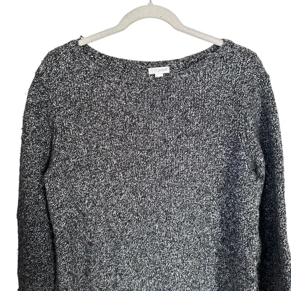 J. Jill Pure Jill Women’s Sz M Asymmetrical Hem Wool Blend Grey Marl Sweater - Image 2