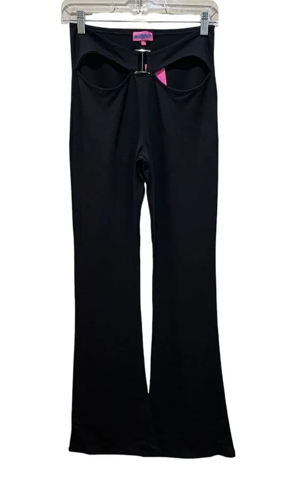 Edikted Soph Buckle Flare Pants Black Size Medium - Image 2