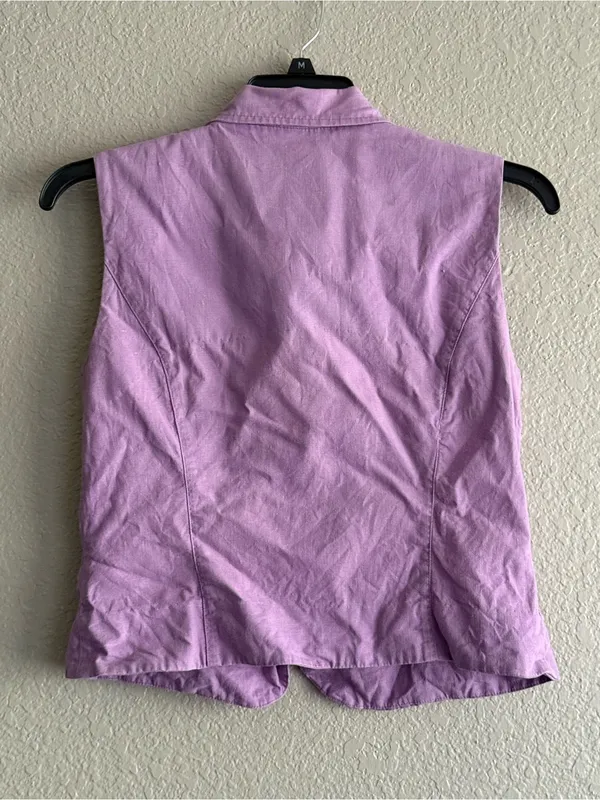 Kendall Creek Collections Lavender Cotton Linen Button Vest M Made USA - Image 9