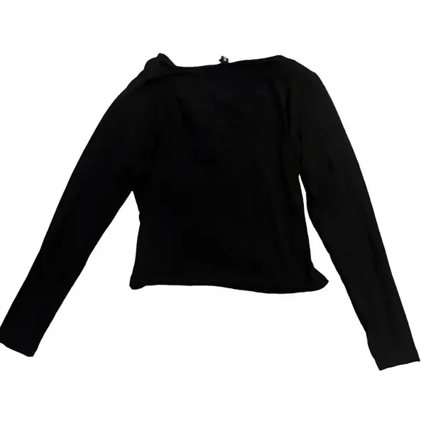 NWT H&M Divided Women's Medium Black Long Sleeve Wrap Top Casual Fall‎ Blouse - Image 6