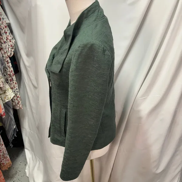 Vince Green Moto Jacket Womens XS Lightweight Full‎ Zip Pockets Textured - Image 6
