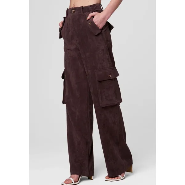Blank NYC FRANKLIN IN ZINFANDEL Cargo Pants Women 27 Brown Faux Suede Wide Leg - Image 2