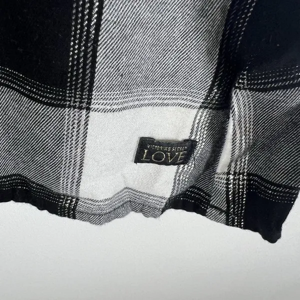 Victoria’s Secret Checkered‎ Lace Camisole Cami Sz L Black White Flannel Shimmer - Image 4
