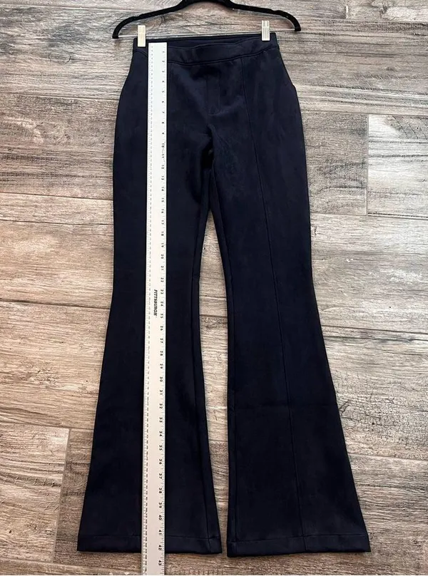 SPANX Pants Womens Sz SMALL Faux Suede Flare Bootcut DARK BLUE #78 - Image 5