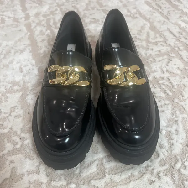 Steve Madden Gold Chain Lug Sole Loafers - Image 2