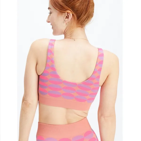 Fabletics Dottie Geo Seamless Active Workout Sports Bra Pink Purple Womens Small - Image 2