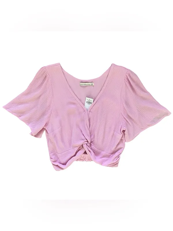 NWT Abercrombie & Fitch Knot-Front Cropped Top Women' Size Medium Pink Boho - Image 2
