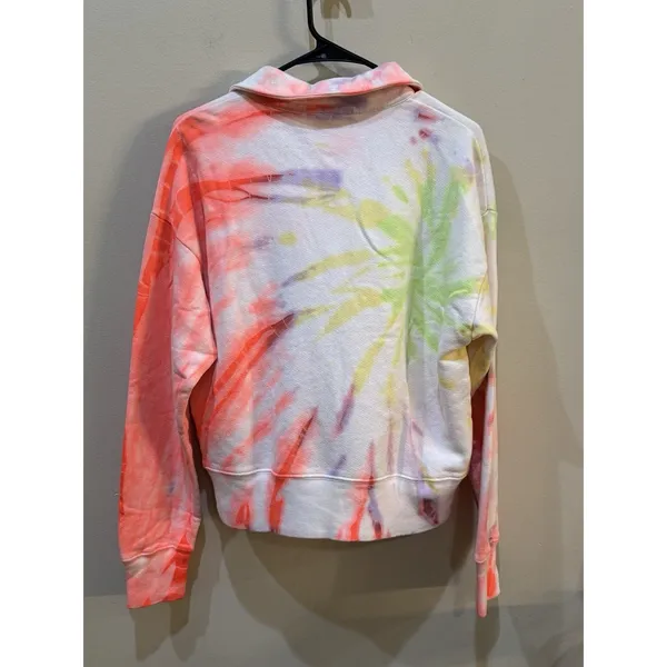 Re/Done Womens Hanes 70s Half Zip Sweatshirt Pullover Tie Dye Cotton Size Large - Image 3