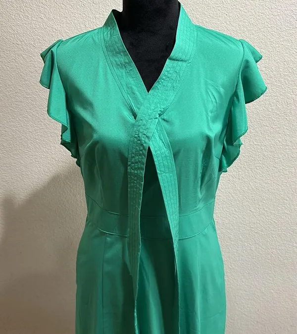 Green Ruffle Dress Size L - Image 7