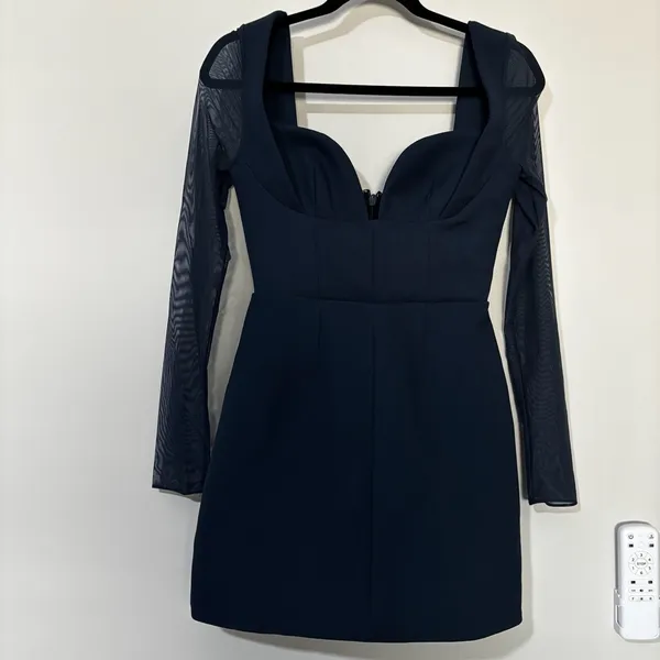 House of CB ANGELIE Midnight Stretch Crepe Plunge Mini Dress - Image 2