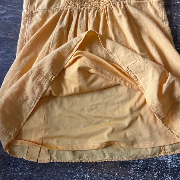 American Eagle Yellow Cotton Linen Smocked Back Mini‎ Dress XL 03873-1206-05U9A - Image 5