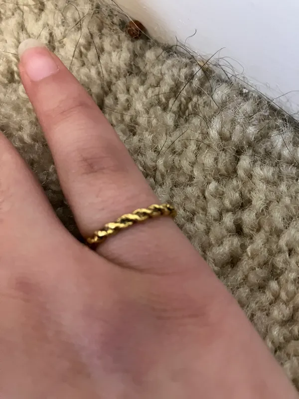 Gold Antique Vintage Twisted Rope Thin Ring - Image 3