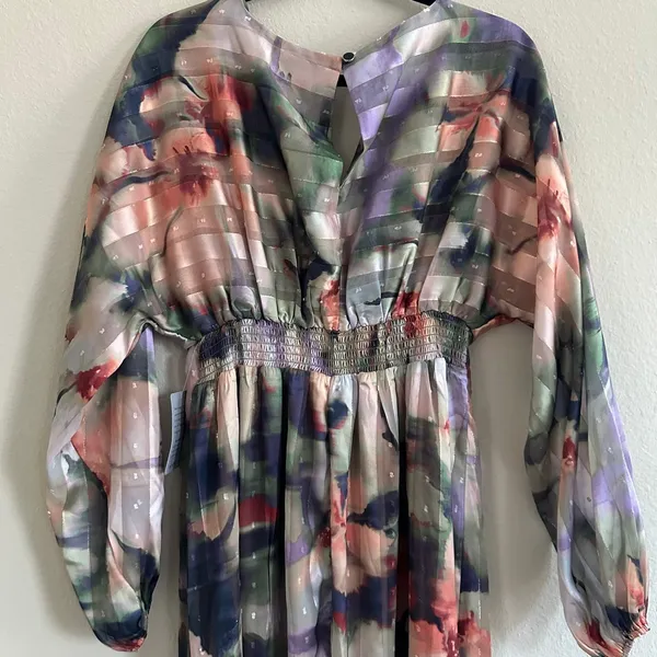 Socialite Chiffon Floral Midi Dress Womens Medium Side Slit‎ Party Guest Spring - Image 7