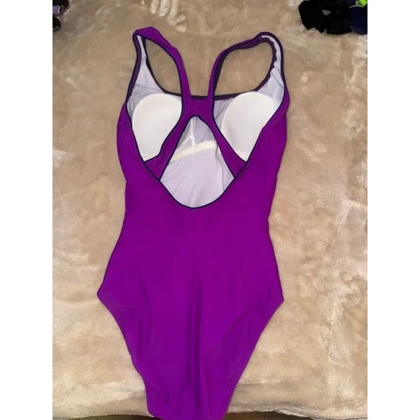 Speedo Womens Purple Racerback One Piece Swimsuit Padded Training Swimwear 8 (C) - Image 2