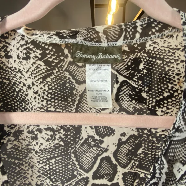 Tommy Bahama Top XL Cover‎ Up Beach Pool Animal Print Lace Up Long Chic Sheer - Image 6