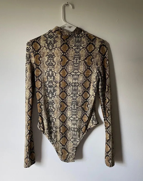 neutral snakeskin bodysuit Tan Size M - Image 2