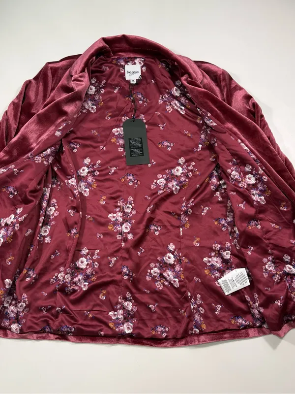 Kensie Wine Velvet Single-Button Blazer Size Medium NWT - Image 5