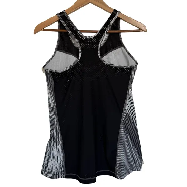 Nike Pro Dri-FIT Womens Racerback Tank Top Black Gray‎ Geometric Mesh Size M - Image 6