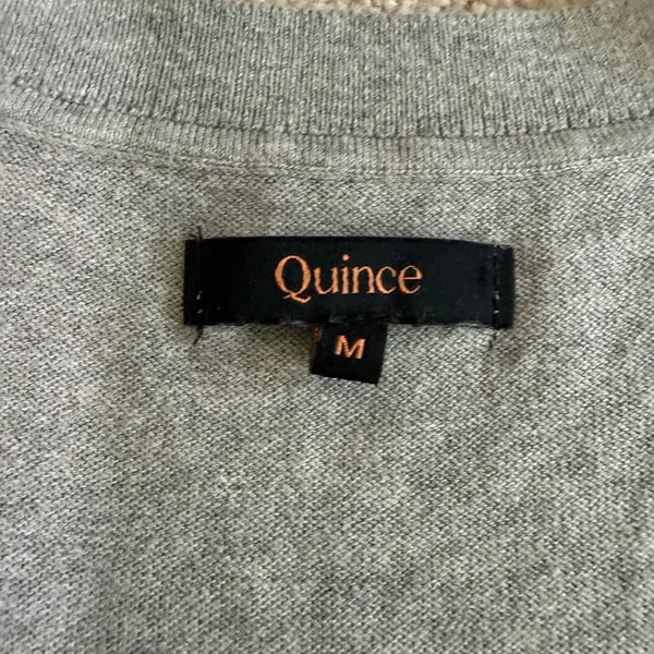 Quince Womens Organic Cotton Cashmere V-Neck Sweater M Grey SHWDC01 Ribbed Trim - Image 2