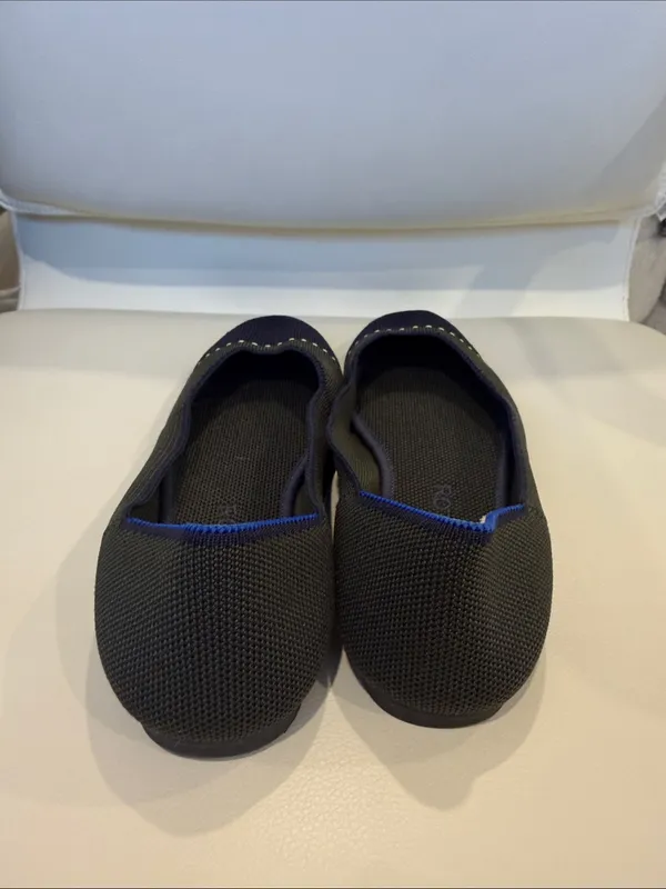 Rothy's The Square Highland Knit Cap Toe‎ Ballet Flats Size 7.5 Navy Blue Green - Image 5